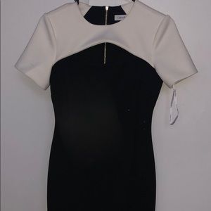 Black and white cap sleeve dress